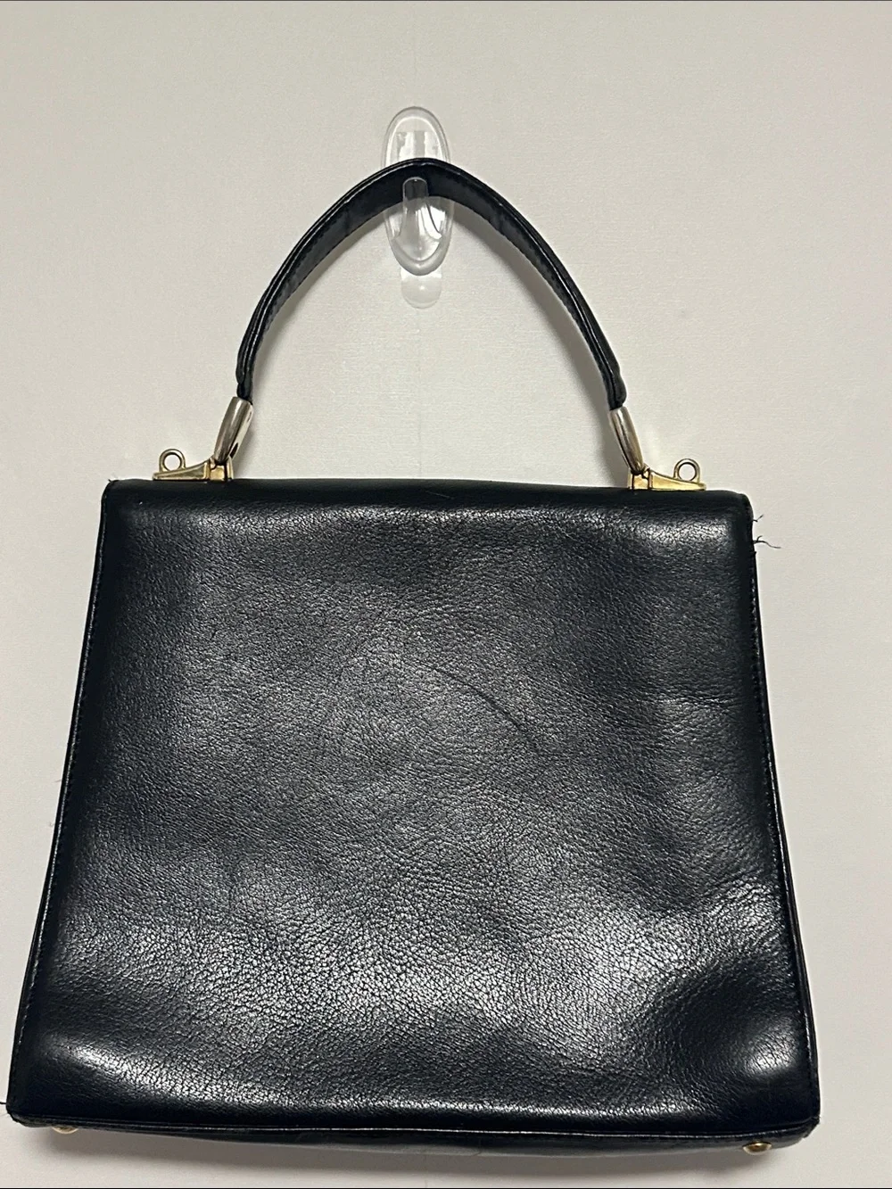 Vintage Suzy Smith Classic Black Leather Top-Handle Bag
